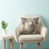 Elegant Sheep Lavender Flower Background クッション (椅子)