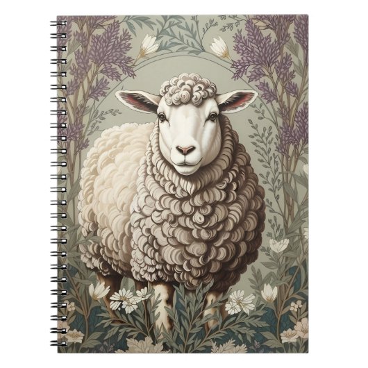 Elegant Sheep Lavender Flower Background ノートブック (正面)