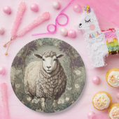 Elegant Sheep Lavender Flower Background ペーパープレート (パーティー)