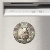 Elegant Sheep Lavender Flower Background マグネット (インサイチュ (食洗機))