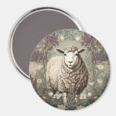 Elegant Sheep Lavender Flower Background マグネット (正面/裏面)