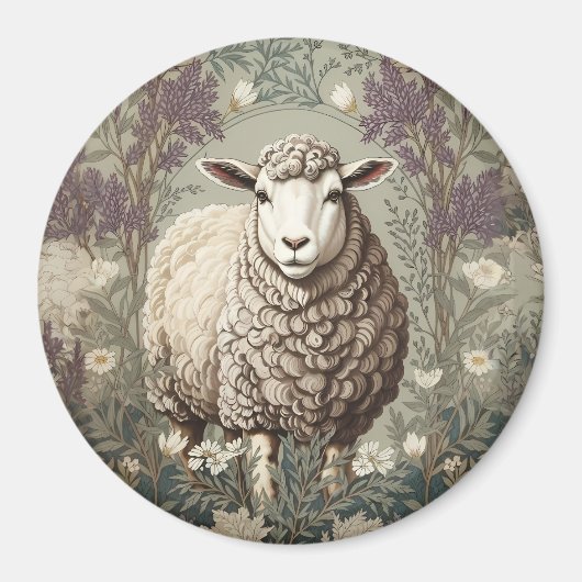 Elegant Sheep Lavender Flower Background マグネット (正面)