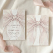 Elegant Sheer Pink Blush Bow Baby Shower 招待状