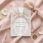 Elegant Sheer Pink Blush Bow Bridal Shower 招待状