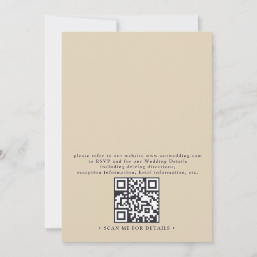 Elegant Shells Beach Sea Sand QR Code Wedding 招待状 (裏面)