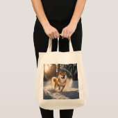 Elegant Shiba Inu Grocery Tote Bag トートバッグ (正面(商品))