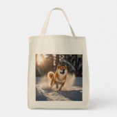 Elegant Shiba Inu Grocery Tote Bag トートバッグ (裏面)