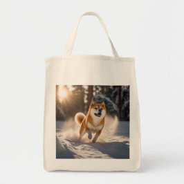 Elegant Shiba Inu Grocery Tote Bag トートバッグ