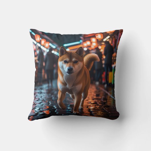 Elegant Shiba Inu Throw Pillow クッション (裏面)