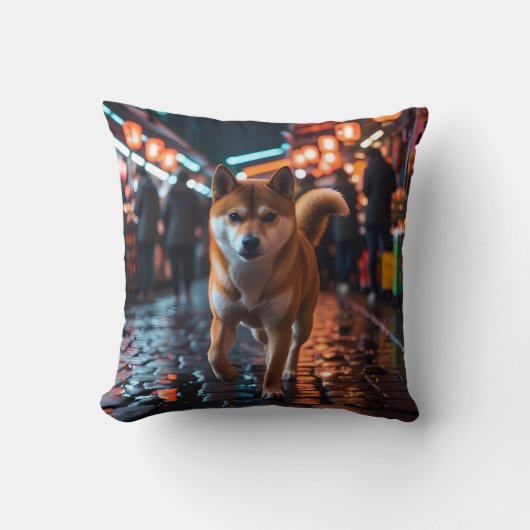 Elegant Shiba Inu Throw Pillow クッション (正面)