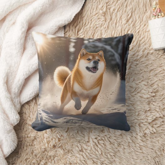 Elegant Shiba Inu Throw Pillow クッション (ブランケット)