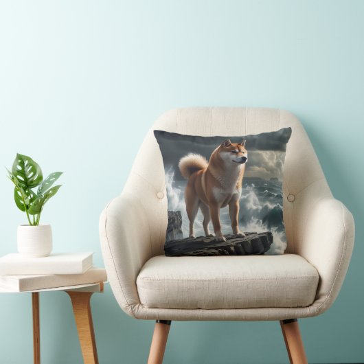 Elegant Shiba Inu Throw Pillow クッション (椅子)