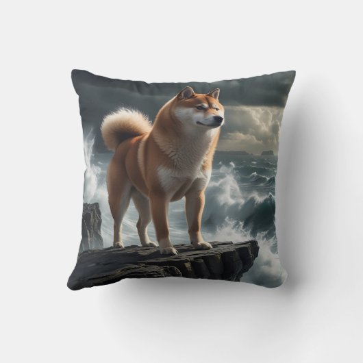 Elegant Shiba Inu Throw Pillow クッション (裏面)