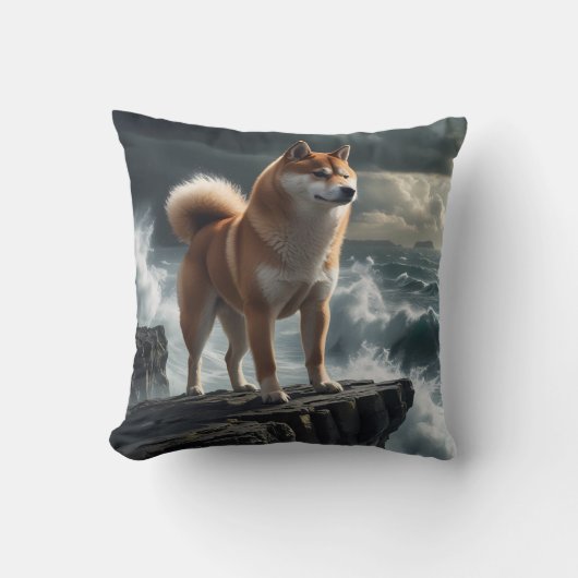 Elegant Shiba Inu Throw Pillow クッション (正面)
