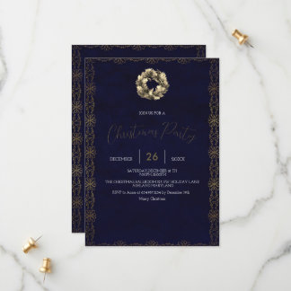 Elegant Shimmer Navy Blue, Ornaments, Snowflakes セーブザデート