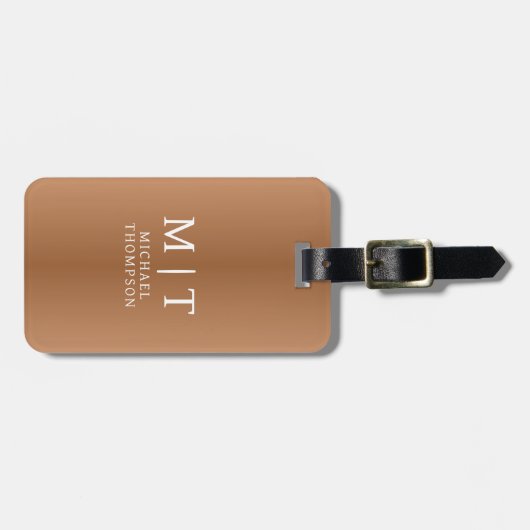 Elegant Shiny Bronze Square Background ラゲッジタグ (正面横)