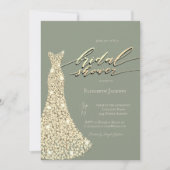 Elegant Shiny Dress Sage Green Bridal Shower  招待状 (正面)
