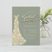 Elegant Shiny Dress Sage Green Bridal Shower  招待状 (スタンド正面)