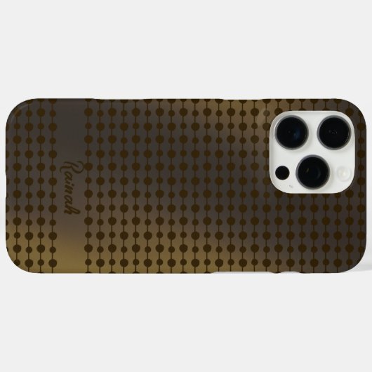 Elegant Shiny Gold Dots Lines Pattern Custom Name Case-Mate iPhoneケース (裏面 (横))