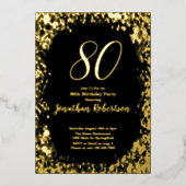 Elegant Shiny Gold Foil 80th Birthday Invitation 箔招待状 (正面)