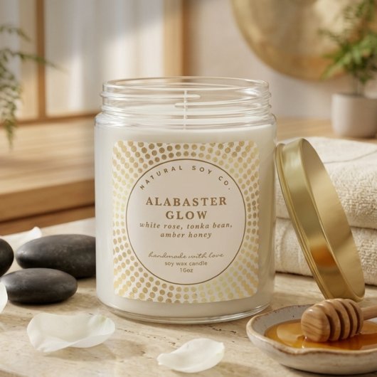 Elegant Shiny Gold Neutral Circle Soy Bean Candle スクエアシール