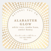 Elegant Shiny Gold Neutral Circle Soy Bean Candle スクエアシール (正面)