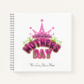 Elegant Shiny Pink Queen Crown Happy mothers day  ノートブック (正面)