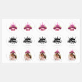 Elegant Shiny Pink Queen Crown Happy mothers day  ラベル (シート)