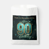 Elegant Shiny Teal Gold 90th Birthday Party フェイバーバッグ (正面)