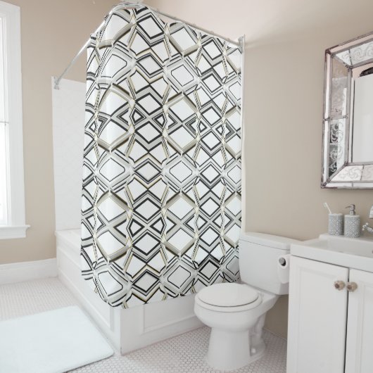 Elegant Shower Curtain with Geometric Pattern シャワーカーテン (インサイチュ)