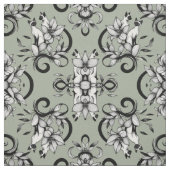 Elegant Siamese Cats Floral Vintage Illustration ファブリック (見本)