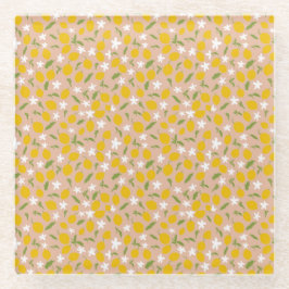 Elegant  Sicilian Lemon Glass Coasters  ガラスコースター