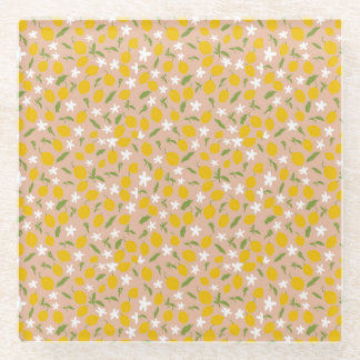 Elegant Sicilian Lemon Glass Coasters ガラスコースター