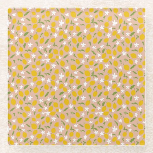 Elegant Sicilian Lemon Glass Coasters ガラスコースター (正面)