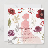 Elegant Silhouette Mothers Day Tea Party 招待状 (正面)