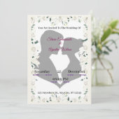 Elegant Silhouette Wedding Invitation with Floral  招待状 (スタンド正面)