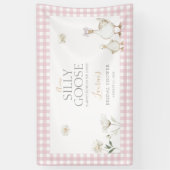 Elegant Silly Goose Whimsical Pink Bow Baby Shower 横断幕 (縦)