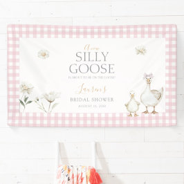 Elegant Silly Goose Whimsical Pink Bow Baby Shower 横断幕