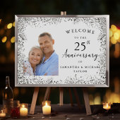 Elegant Silver 25th Wedding Anniversary Welcome ポスター