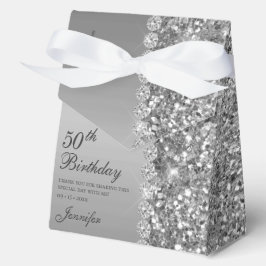 Elegant Silver 50th Birthday Thank You フェイバーボックス
