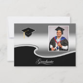 Elegant Silver and Black Grad Party enclosure カード (正面)