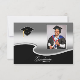 Elegant Silver and Black Grad Party enclosure カード