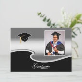 Elegant Silver and Black Grad Party invitation 案内状 (スタンド正面)