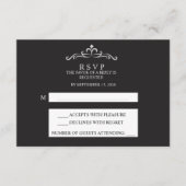 Elegant Silver and Black Horizontal Wedding RSVP (正面)