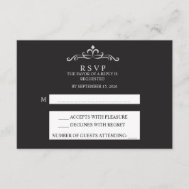 Elegant Silver and Black Horizontal Wedding RSVP 