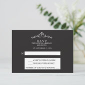 Elegant Silver and Black Horizontal Wedding RSVP (スタンド正面)
