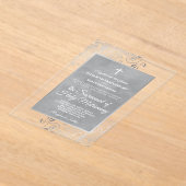 Elegant Silver and Gray Ornate Catholic Wedding アクリル招待状 (レイダウン)