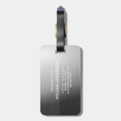 Elegant Silver & Black Metallic Brushed Monogram ラゲッジタグ (裏面縦)