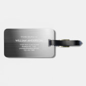 Elegant Silver & Black Metallic Brushed Monogram ラゲッジタグ (裏面横)