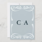 Elegant Silver Blue Vintage Ribbon 招待状 (裏面)